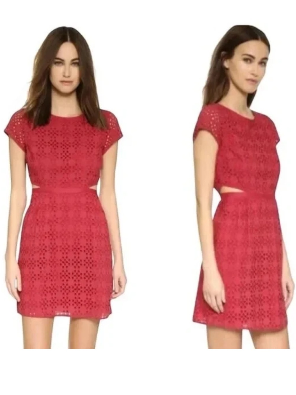 MADEWELL Eyelet Happenings Side Waist Cutout Dress in Rustic Barn Red in Size 00